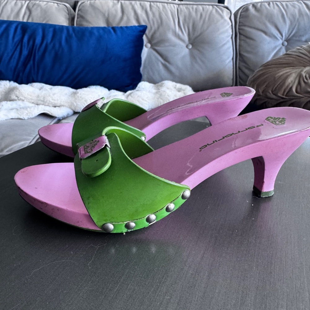 Authentic Fornarina Green and Pink Women's Heels made in Italy size 7